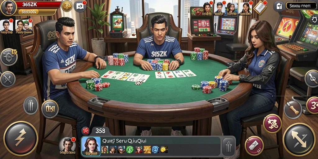 Tangkapan layar utama 365ZK menunjukkan aksi gameplay QiuQiu yang mendebarkan.