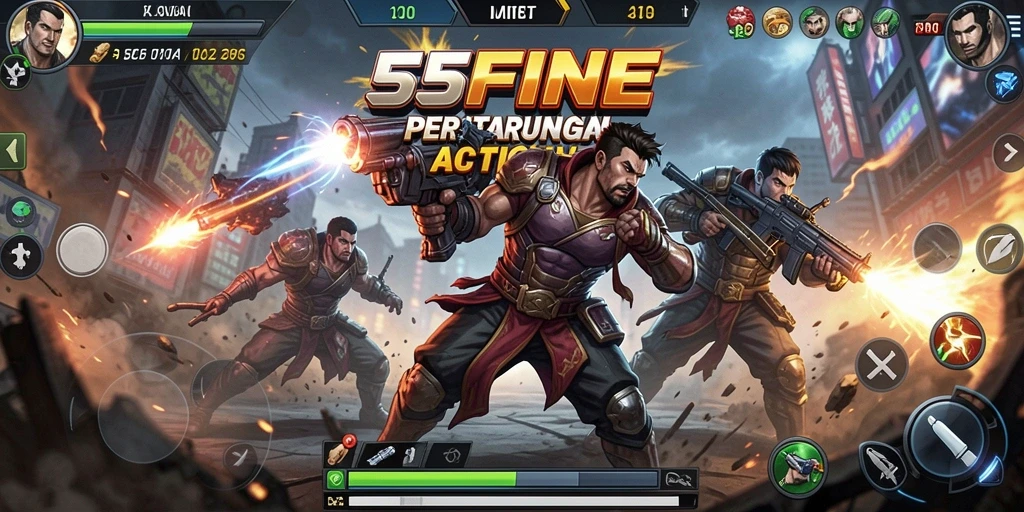 Tampilan gameplay aksi seru di 55FIVE.