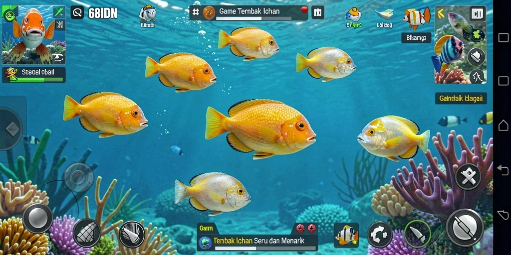 Screenshot gameplay 68IDN menampilkan aksi Tembak Ikan yang seru.