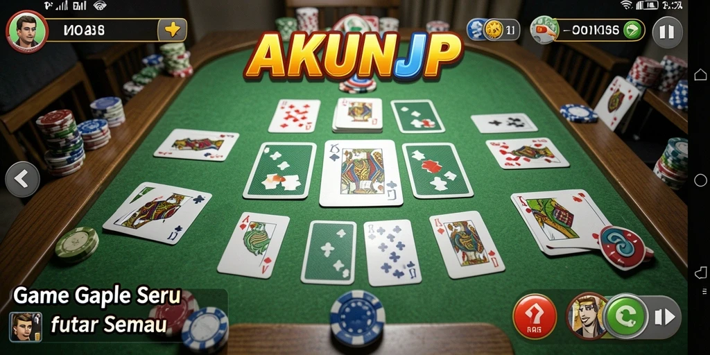 Tampilan gameplay Gaple yang seru dan menantang di AKUNJP.