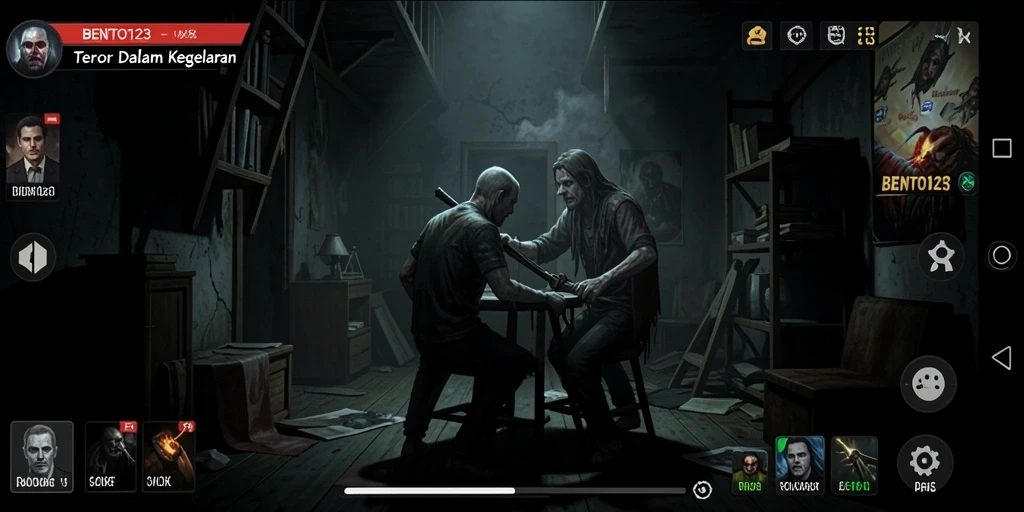 Screenshot utama BENTO123 menampilkan suasana mencekam dan gameplay yang intens.