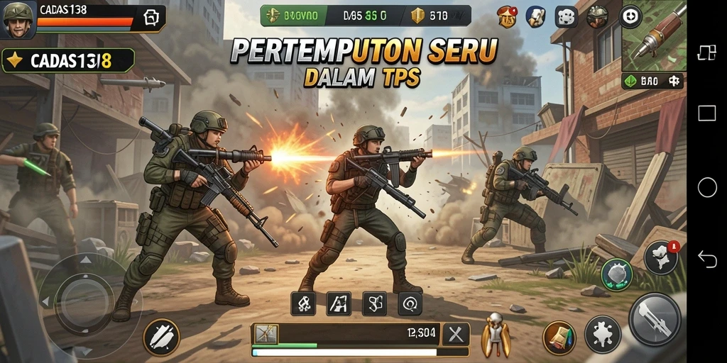 Screenshot menunjukkan aksi pertempuran seru dalam CADAS138.