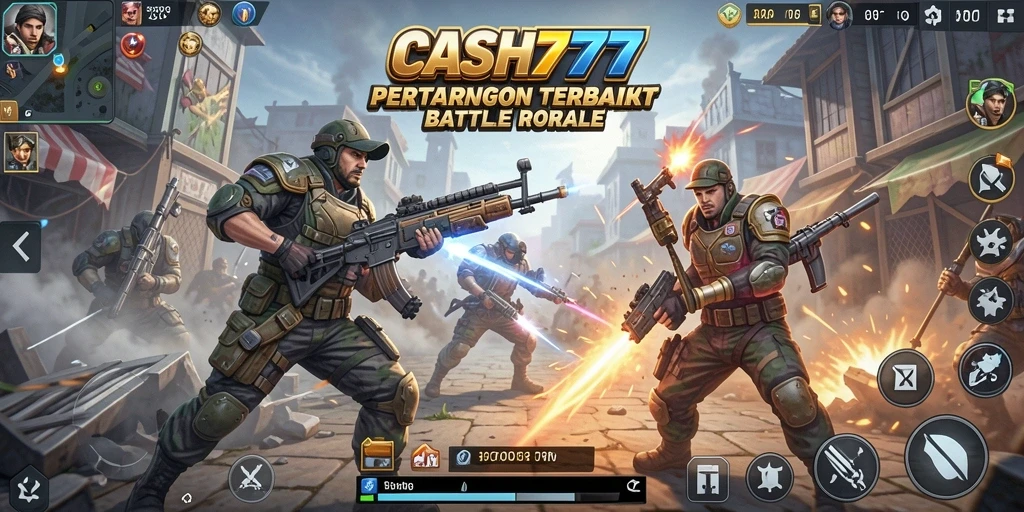 Screenshot gameplay CASH777 menampilkan aksi Battle Royale yang intens dan mendebarkan.