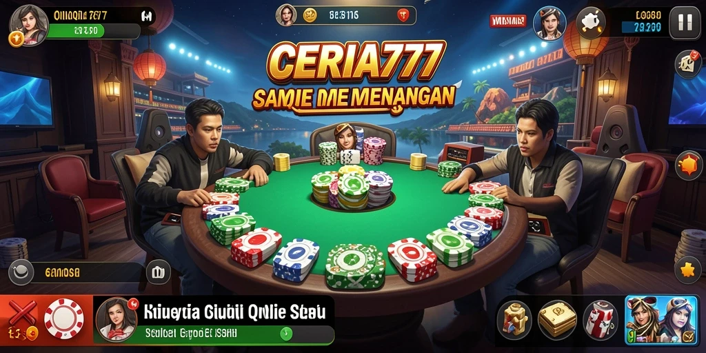 Screenshot utama CERIA777 yang menunjukkan gameplay QiuQiu yang seru.
