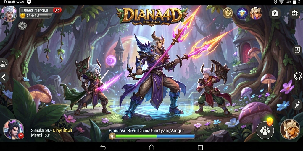 Screenshot gameplay DIANA4D menampilkan karakter yang menjelajahi dunia fantasi.