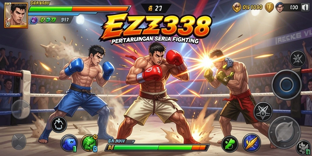 Gameplay seru dengan pertarungan intens di EZ338.