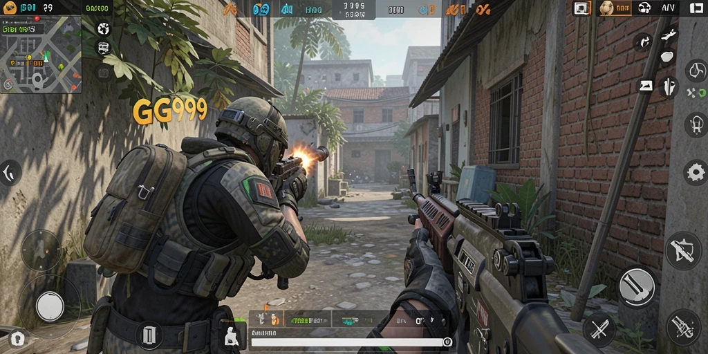 Screenshot gameplay GG999 yang menampilkan aksi tembak-tembakan seru.