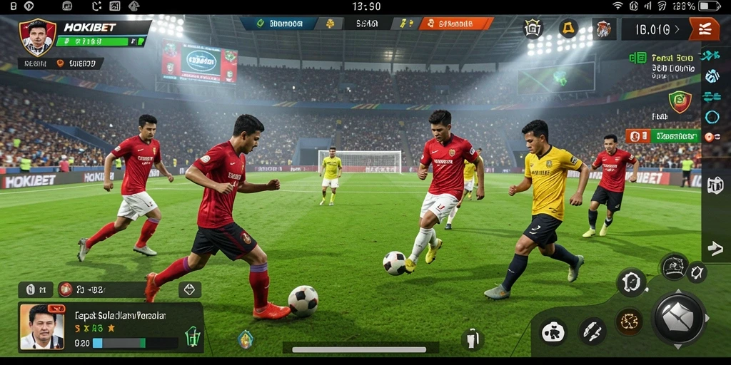Tampilan gameplay HOKIBET yang menegangkan saat pertandingan sepak bola.