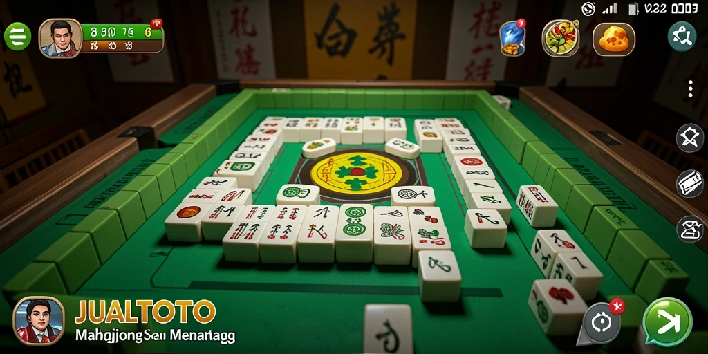 Screenshot gameplay JUALTOTO menampilkan keseruan permainan Mahjong.