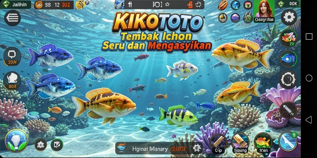 Screenshot gameplay KIKOTOTO menampilkan aksi menembak ikan yang seru dan mengasyikan.