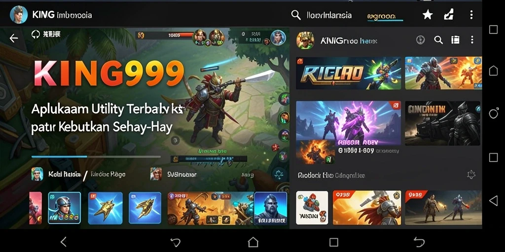 Tampilan utama KING999 dengan berbagai fitur Utility.