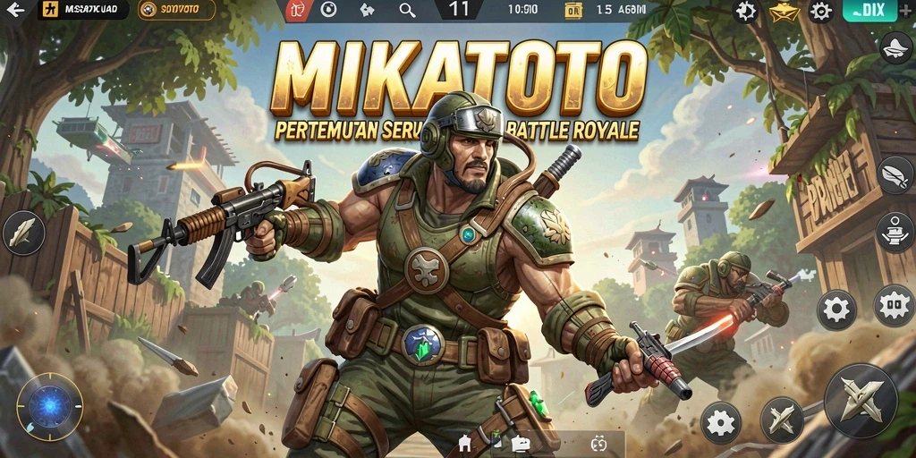 Screenshot MIKATOTO menampilkan aksi Battle Royale yang mengasyikkan.