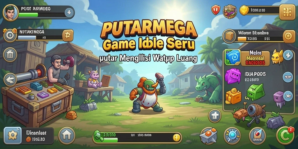 Tangkapan layar utama PUTARMEGA menampilkan gameplay saat mengumpulkan sumber daya.